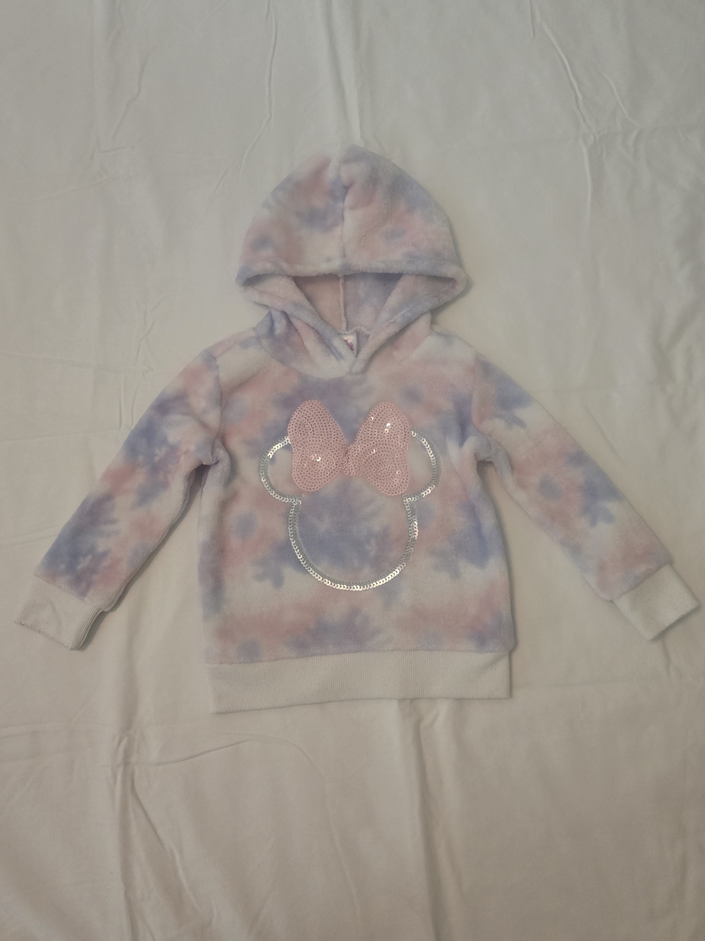 Disney Pastel Tie-Dye Hooded Sweatshirt with Sequin Bow